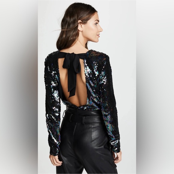 Parker Tops - Parker Cher Combo Sequin Backless Bodysuit